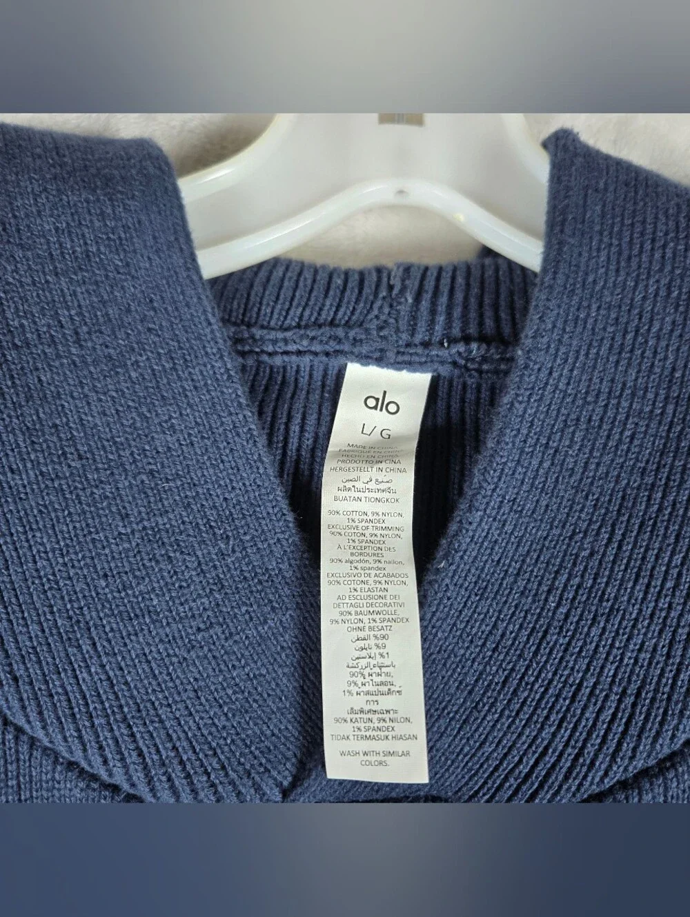 Alo Yoga Scholar Hooded Sweater Women’s Large Navy Blue Heavyweight Knit Relaxed